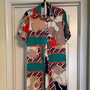 Colorful Print Shirt Dress